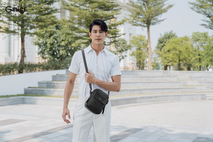 Phối đồ tết nam cùng túi đeo chéo nam Gence