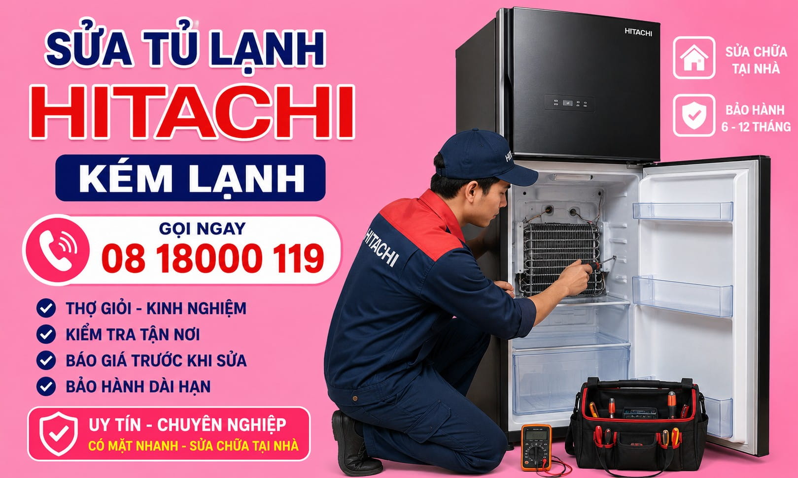 Sửa tủ lạnh Hitachi kém lạnh tại nhà